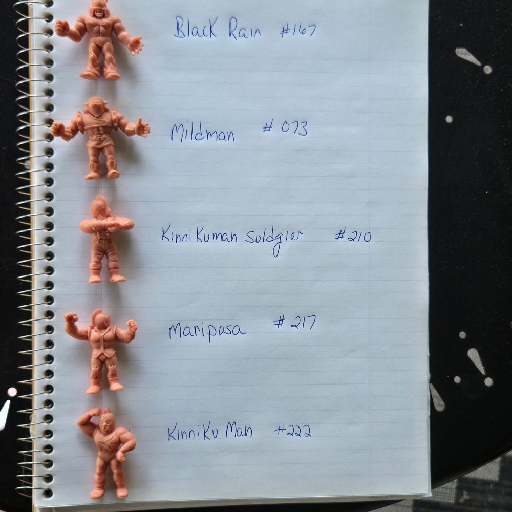 Kinnikuman M.U.S.C.L.E. Figures Lot of 5 Flesh Pink Vtg Black Rain Mildman‎